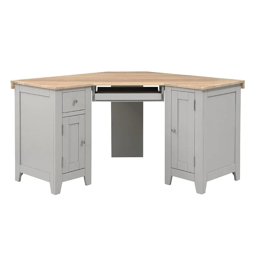 Corner Desk with Storage - Dove Grey