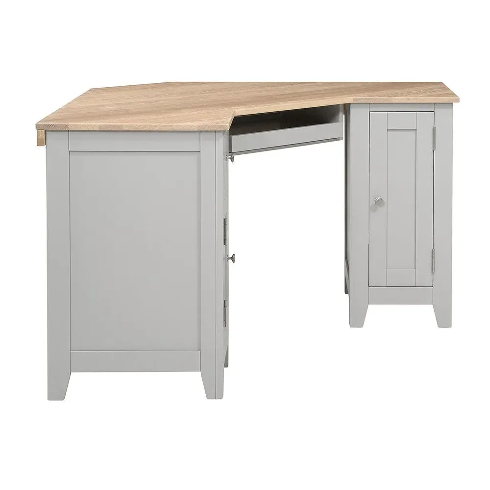 Corner Desk with Storage - Dove Grey