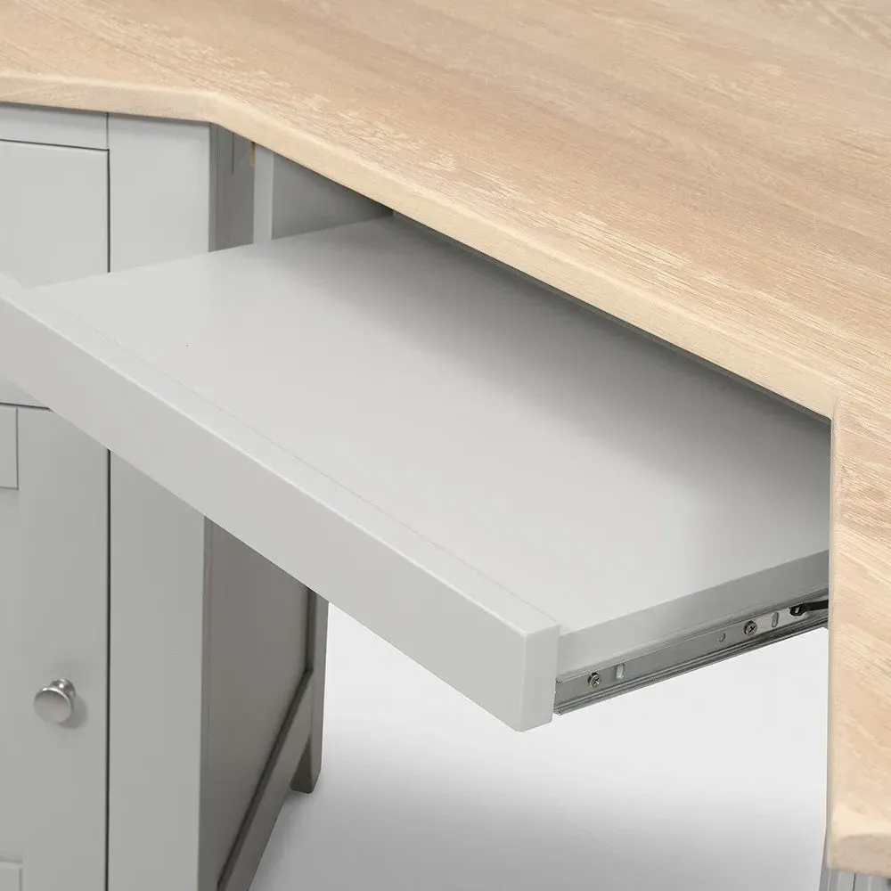 Corner Desk with Storage - Dove Grey