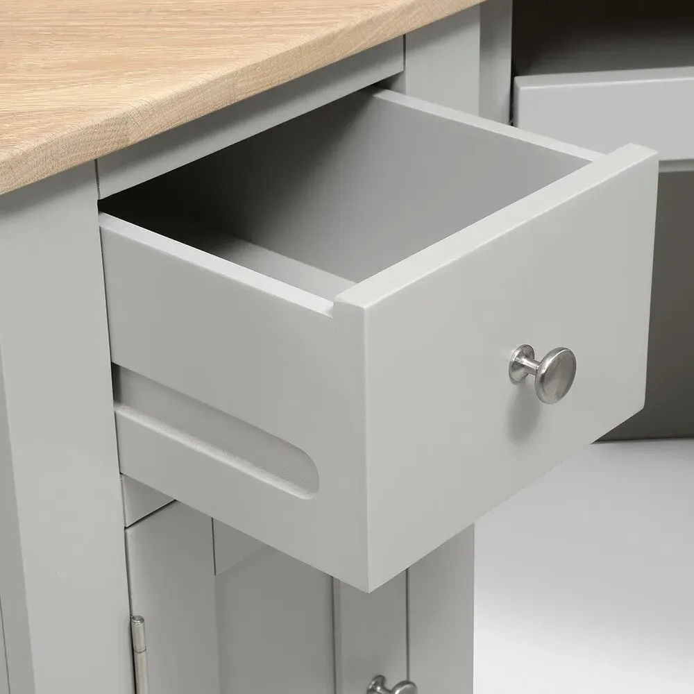 Corner Desk with Storage - Dove Grey