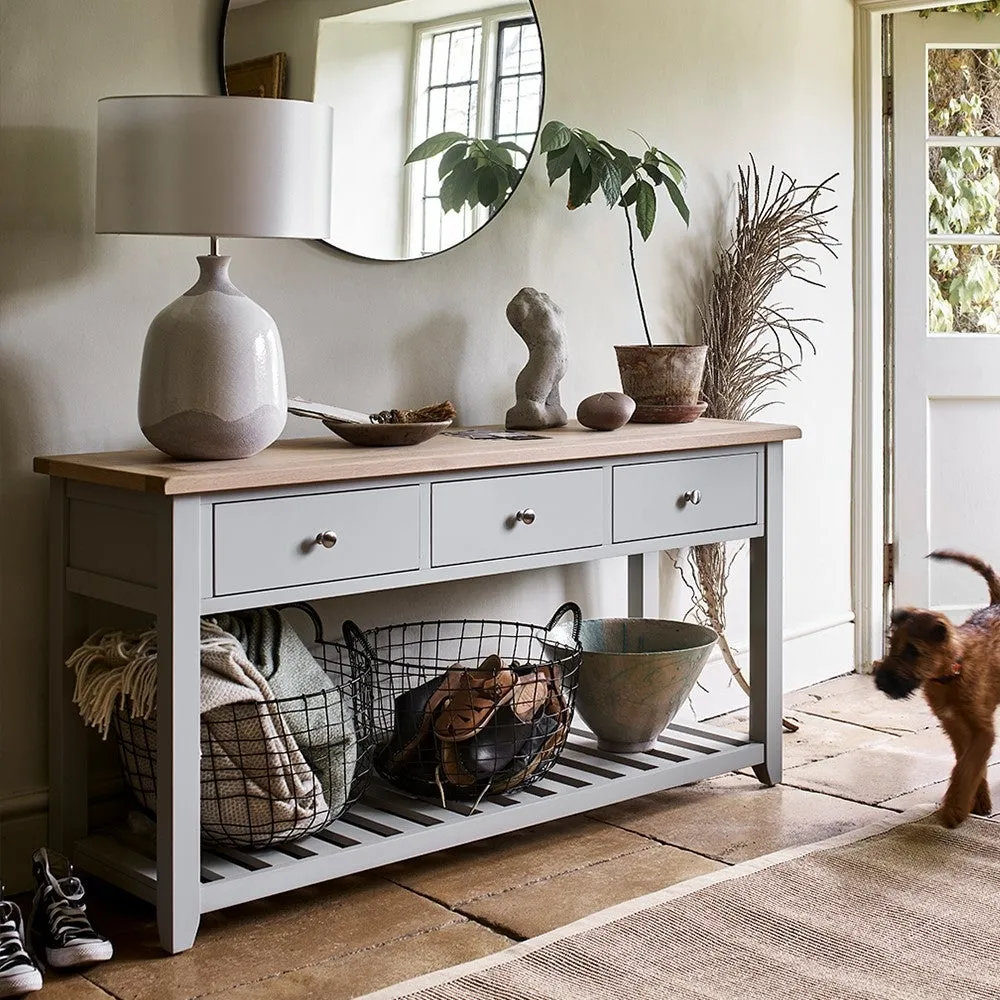Large Console Table with Storage - Grey