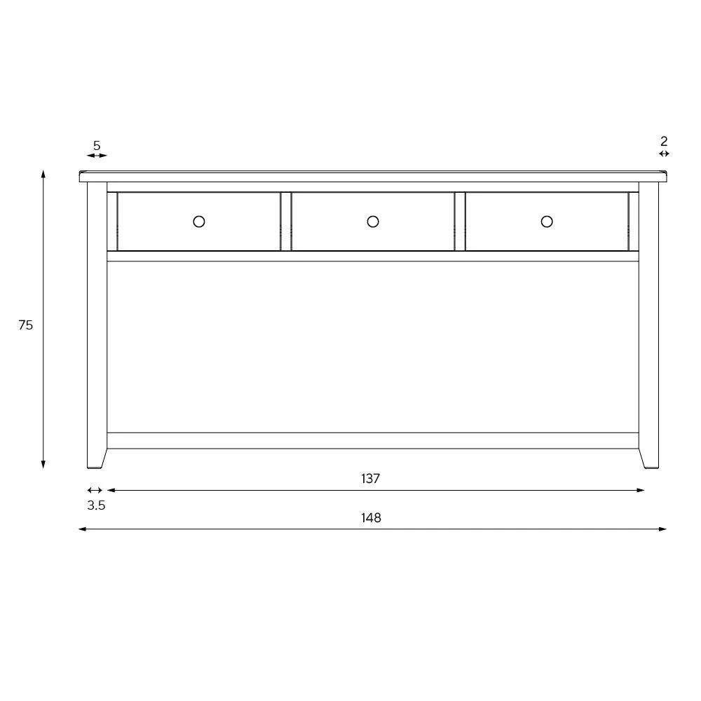 Large Console Table with Storage - Grey