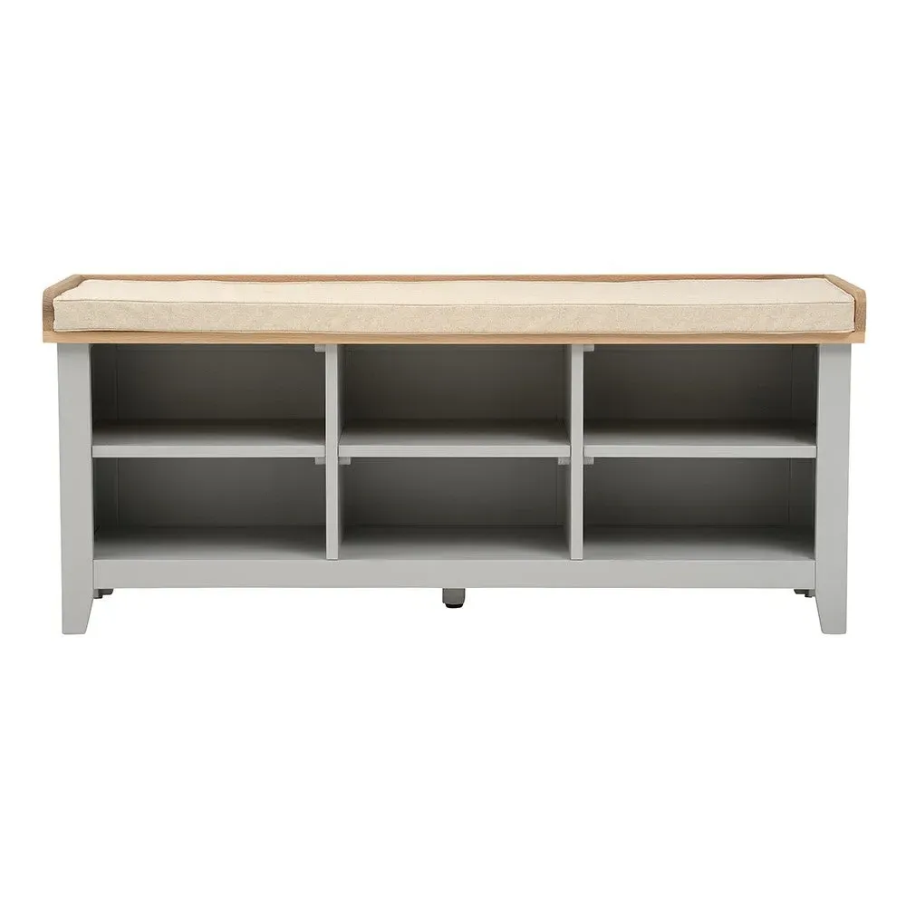 Large Open Shoe Bench - Grey, Oak