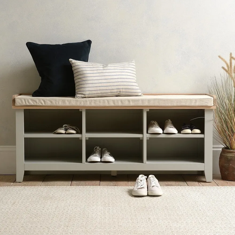 Large Open Shoe Bench - Grey, Oak