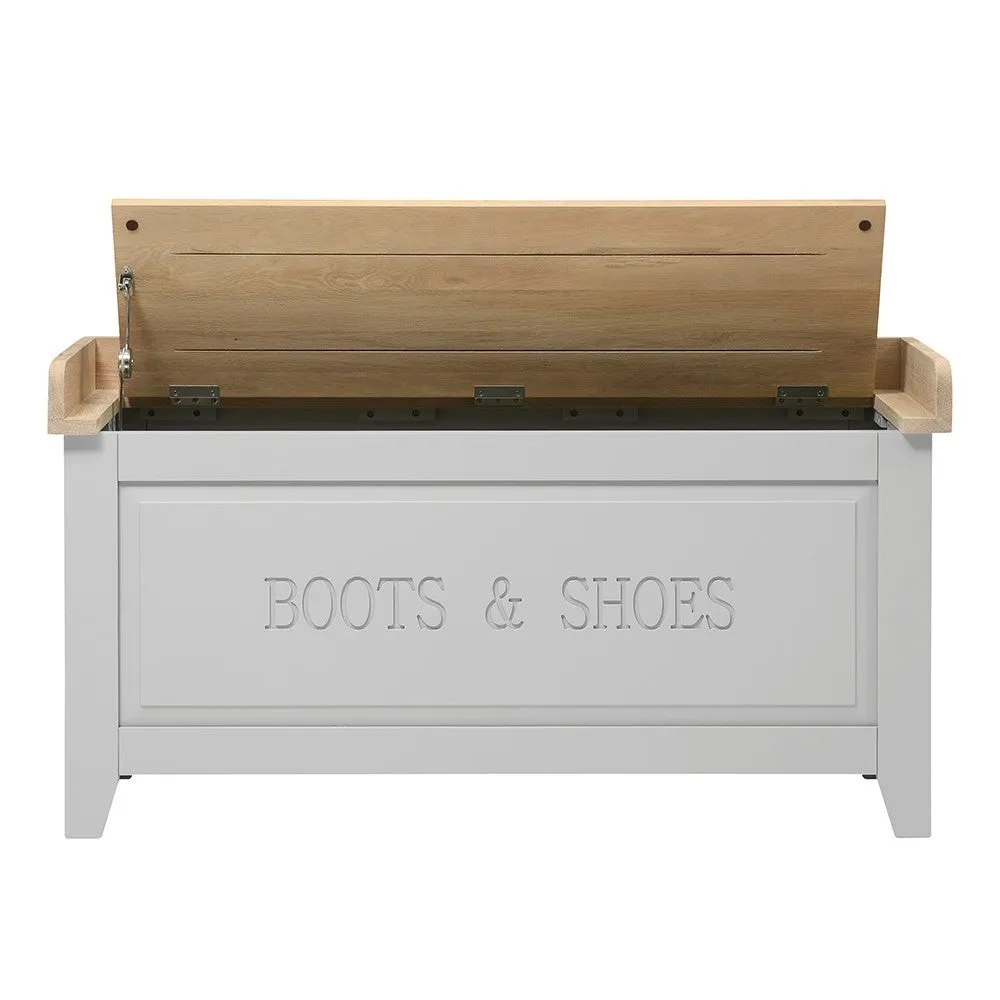 Large Shoe Storage Trunk with Bench - Dove Grey, Oak