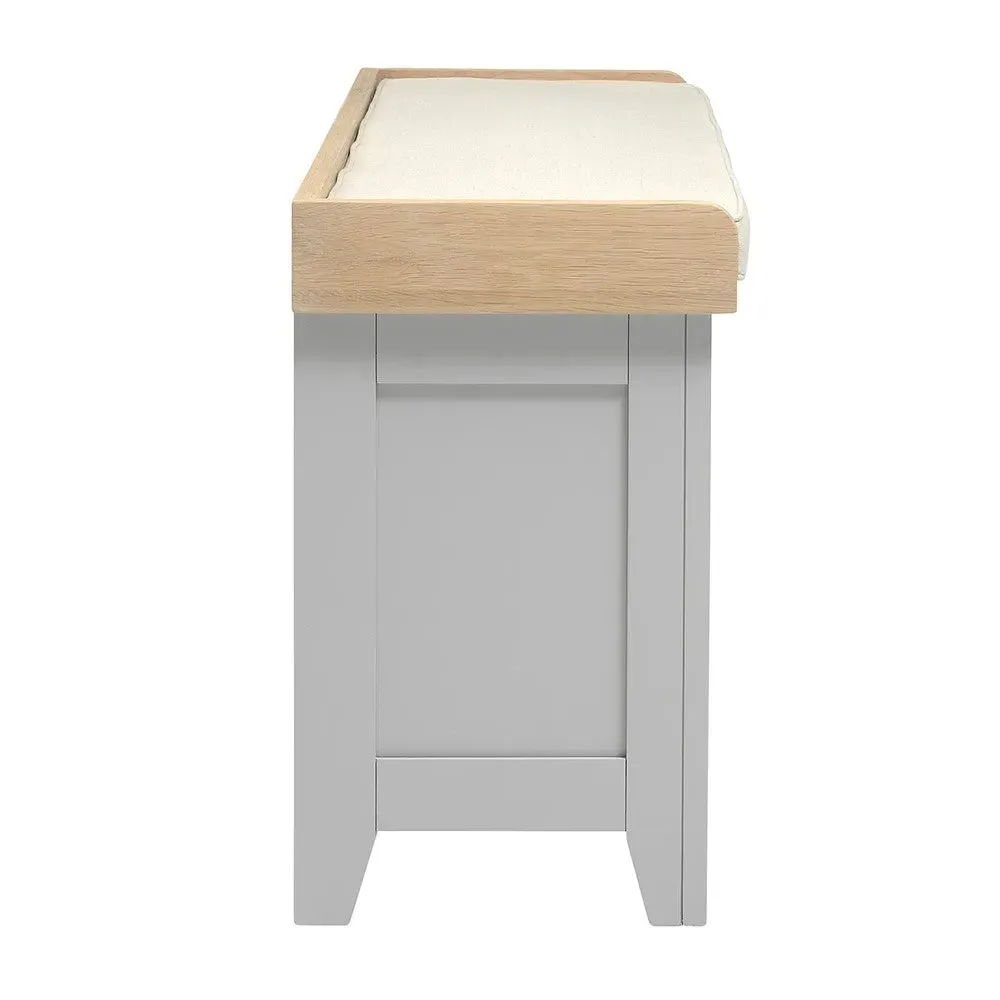 Large Shoe Storage Trunk with Bench - Dove Grey, Oak