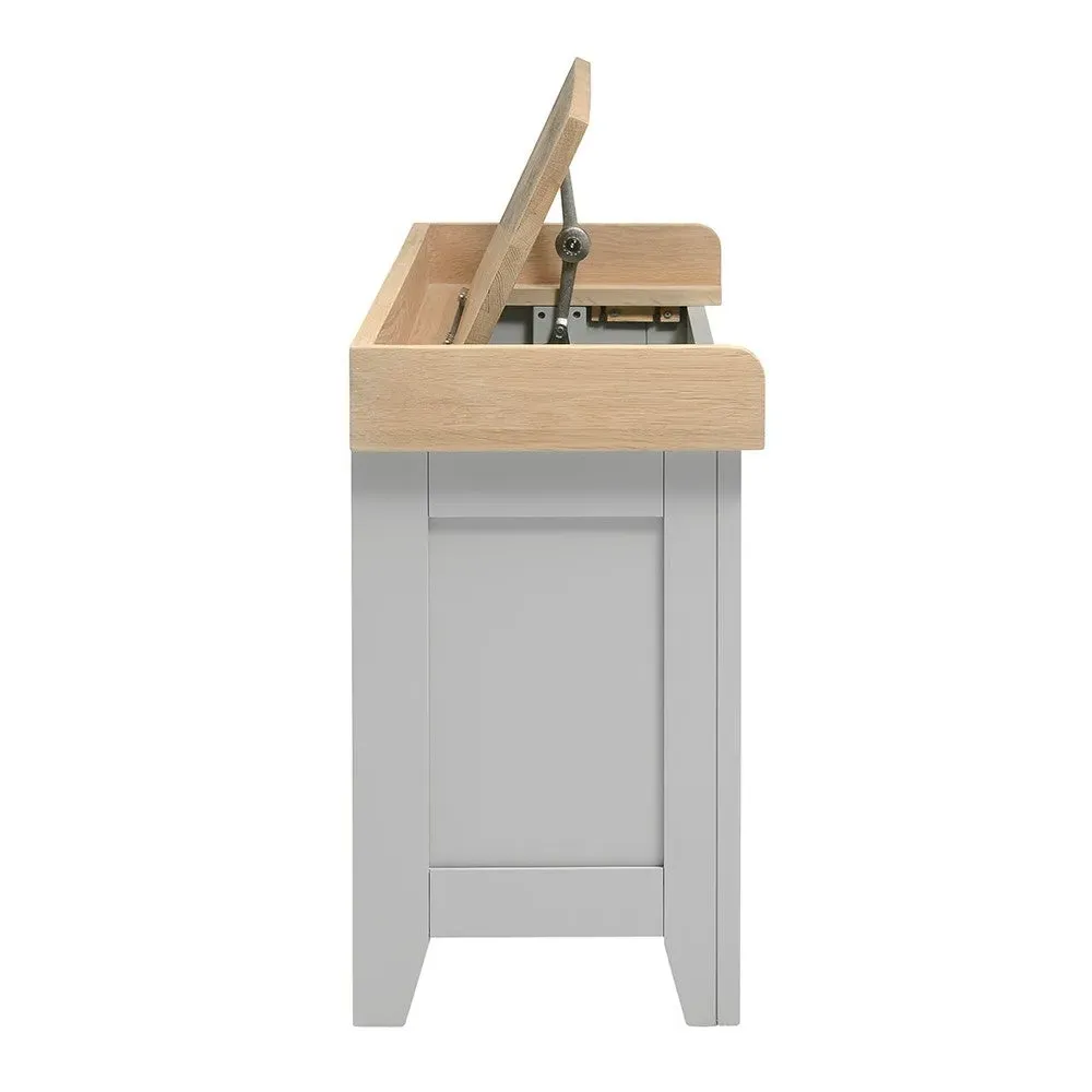 Large Shoe Storage Trunk with Bench - Dove Grey, Oak