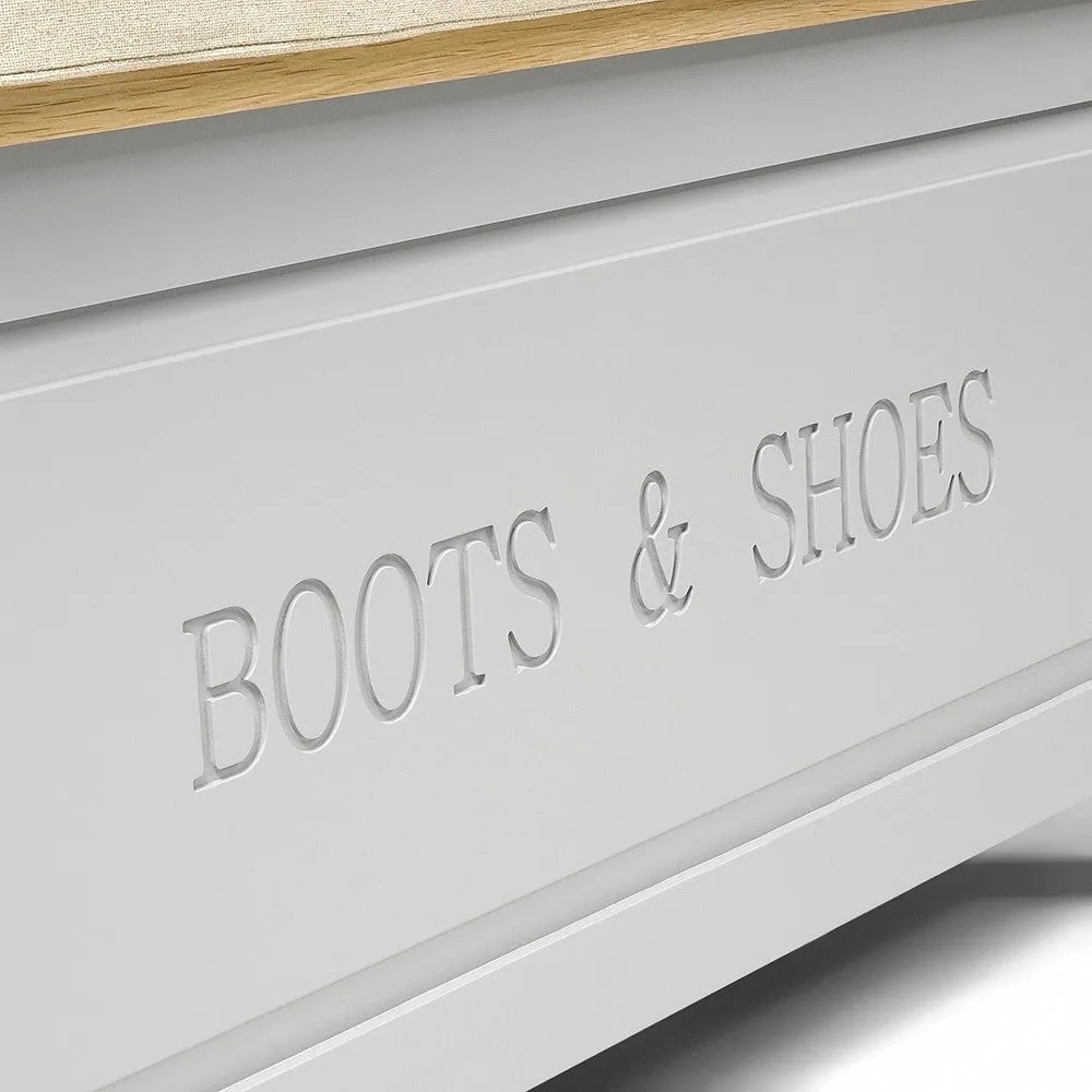 Large Shoe Storage Trunk with Bench - Dove Grey, Oak