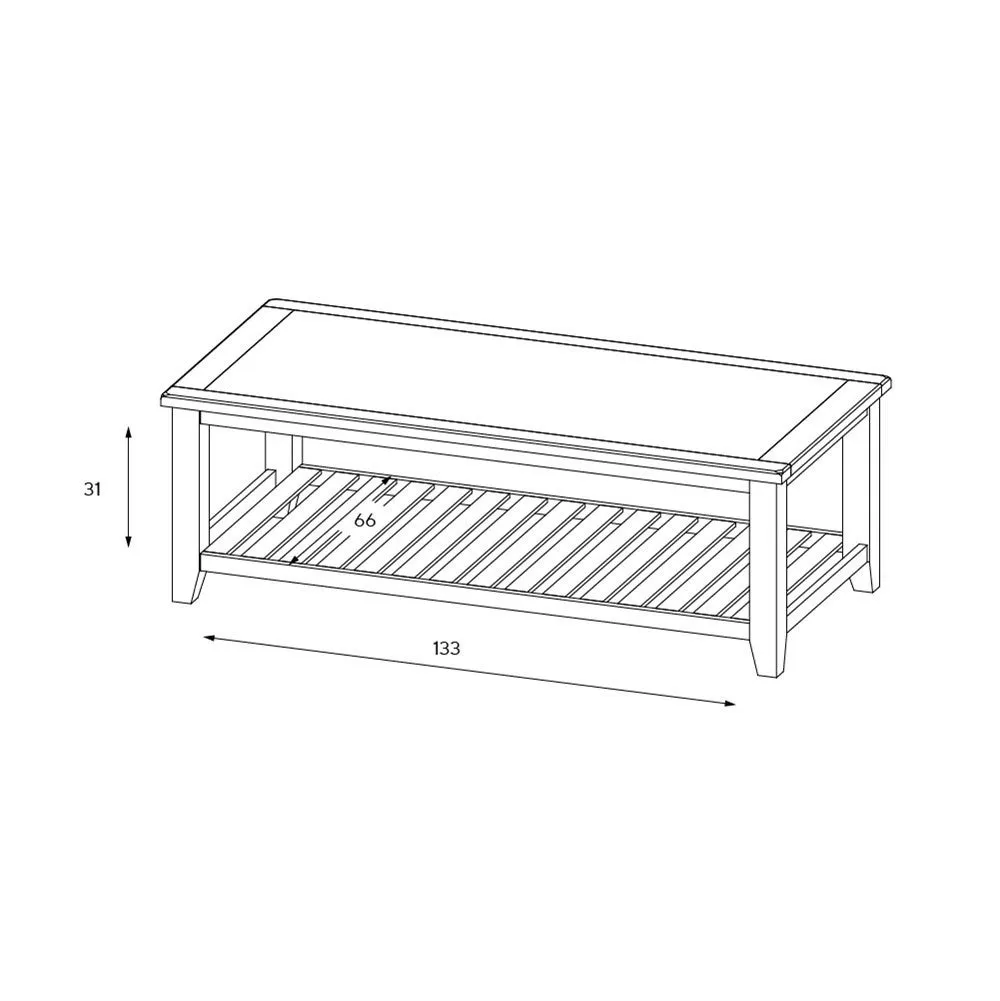 Large Slatted Coffee Table - Dove Grey