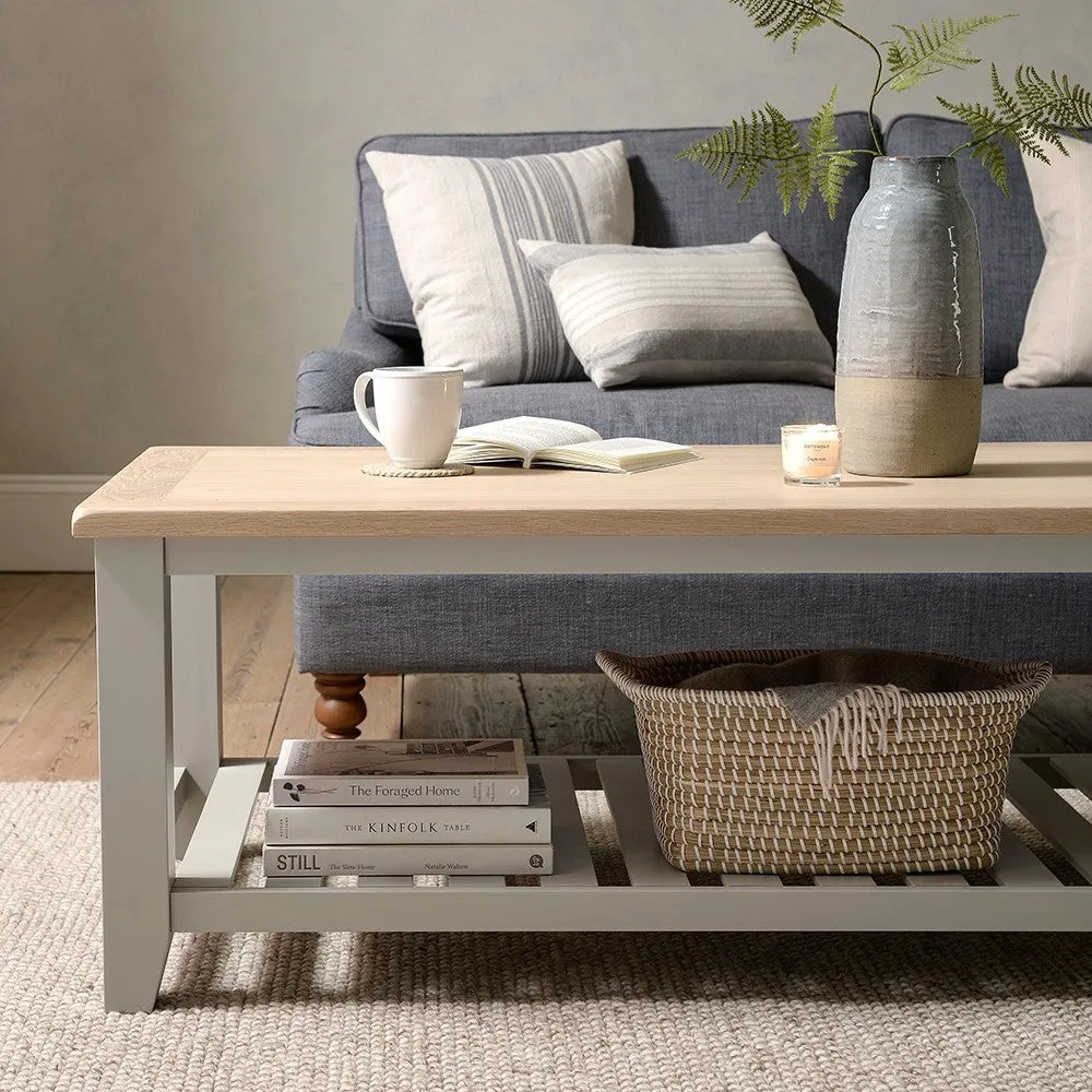 Large Slatted Coffee Table - Dove Grey