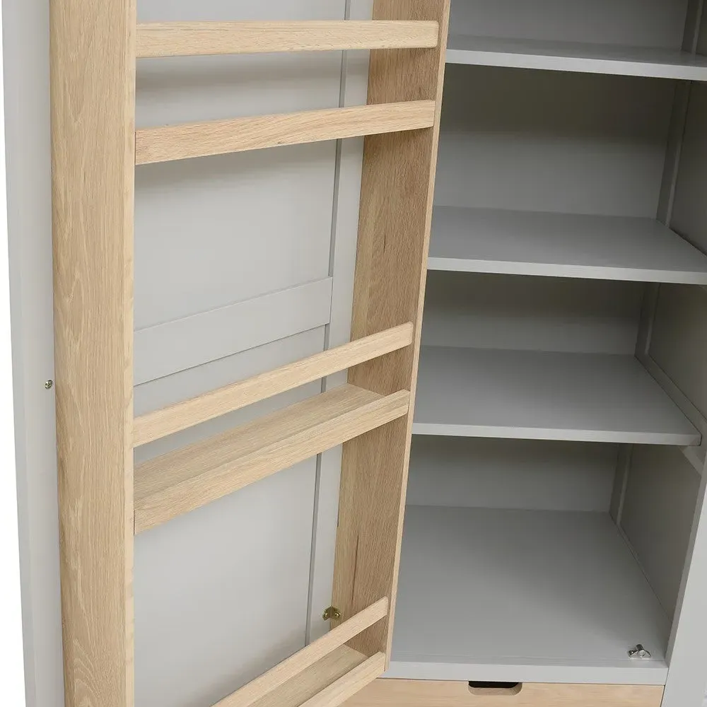Narrow Larder with Storage - Dove Grey