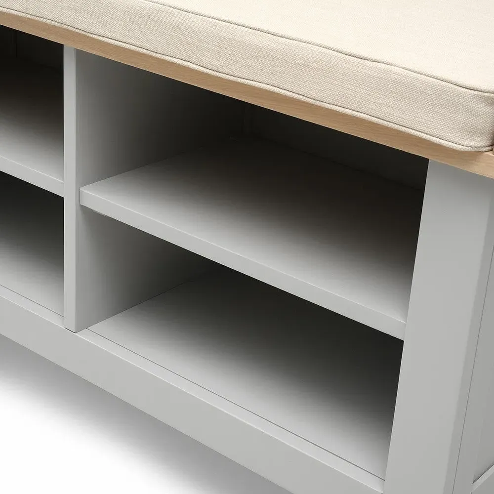 Open Shoe Storage Bench - Dove Grey, Oak