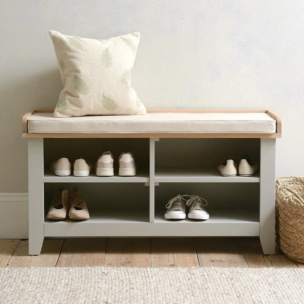 Open Shoe Storage Bench - Dove Grey, Oak