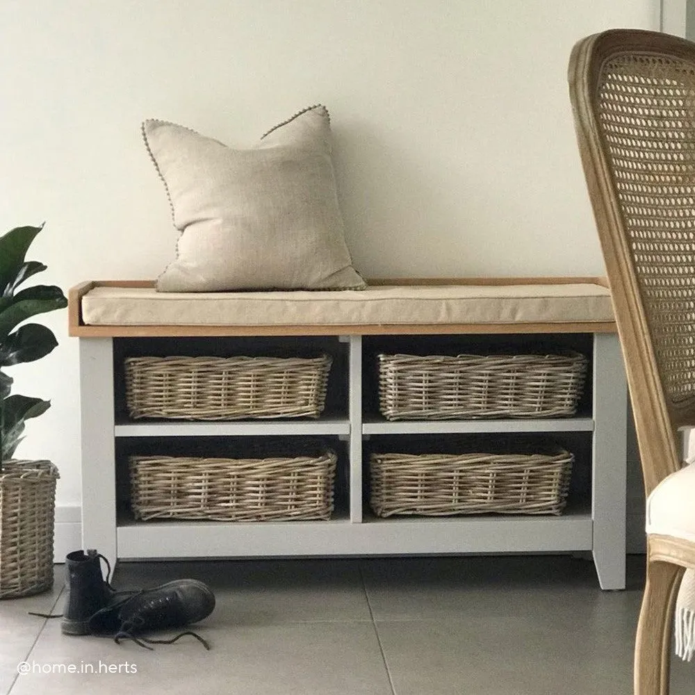 Open Shoe Storage Bench - Dove Grey, Oak image