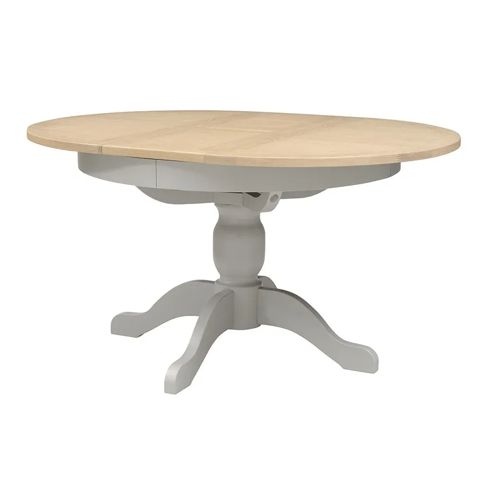 Round Extending Dining Table and 4 Spindleback Chairs - Grey, Oak