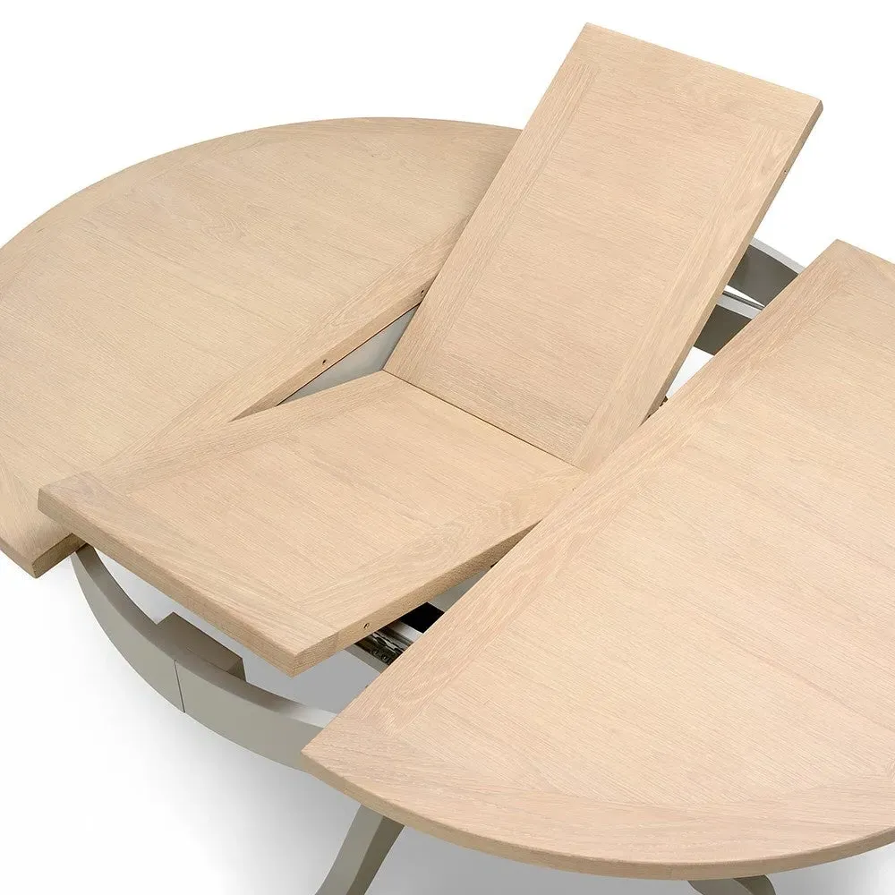 Round Extending Dining Table and 4 Spindleback Chairs - Grey, Oak