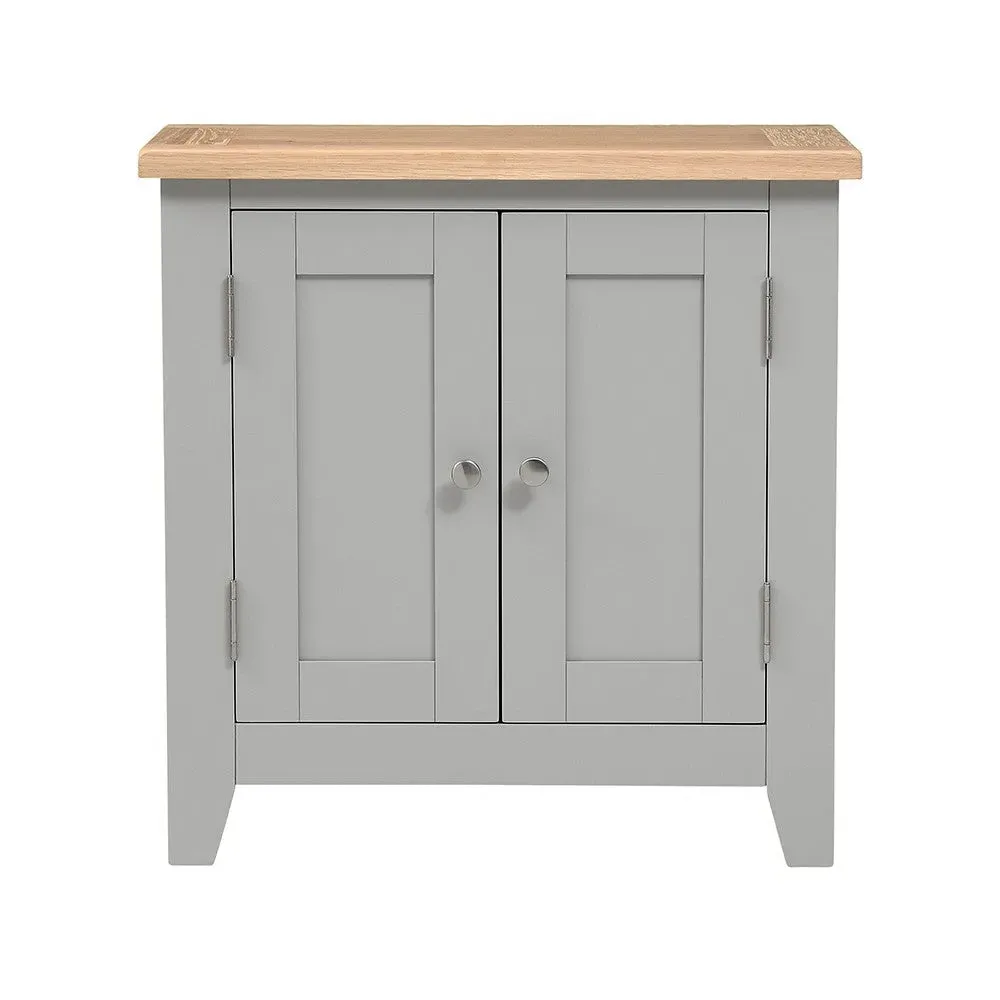 Small Double Cupboard - Dove Grey, Oak