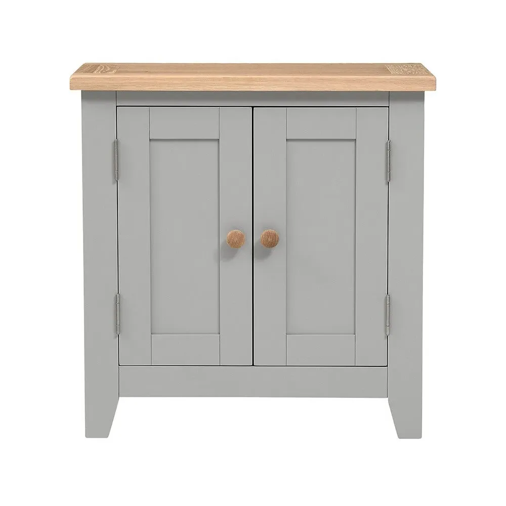 Small Double Cupboard - Dove Grey, Oak