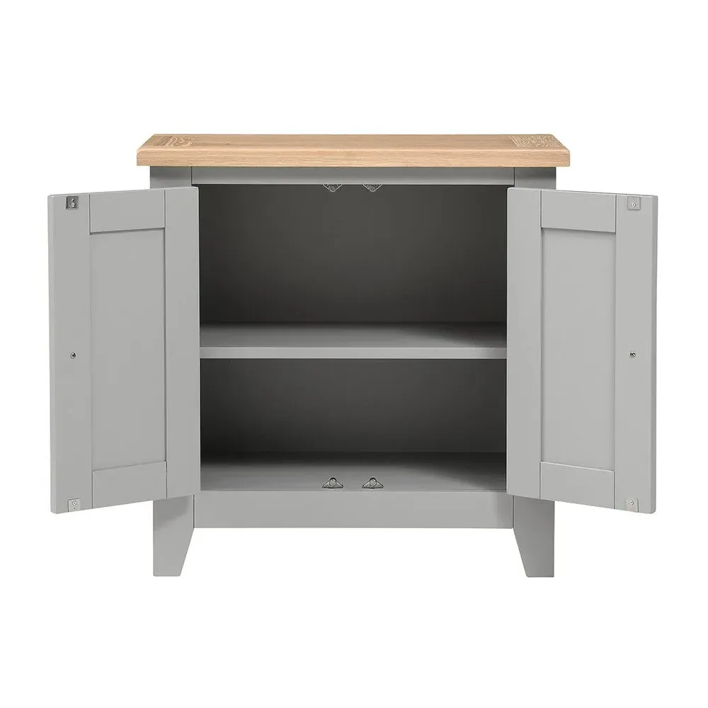 Small Double Cupboard - Dove Grey, Oak