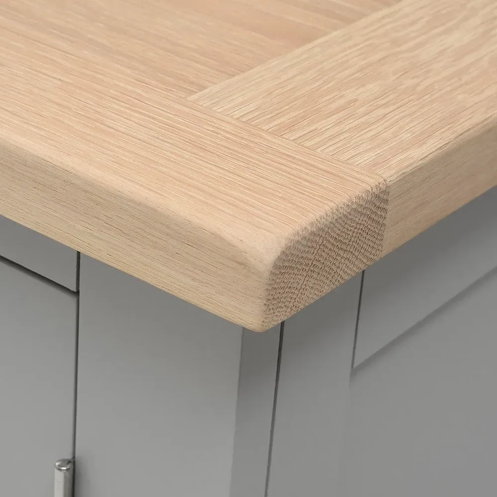 Small Double Cupboard - Dove Grey, Oak