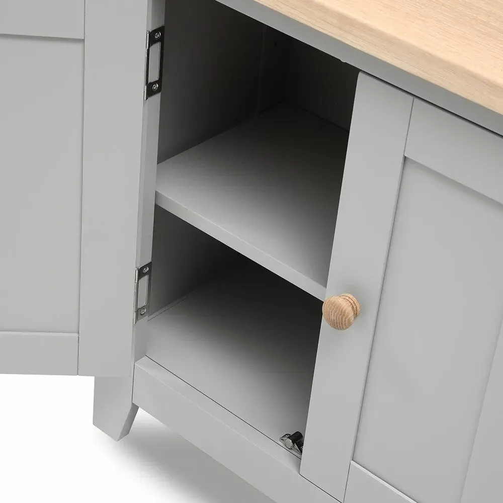 Small Double Cupboard - Dove Grey, Oak