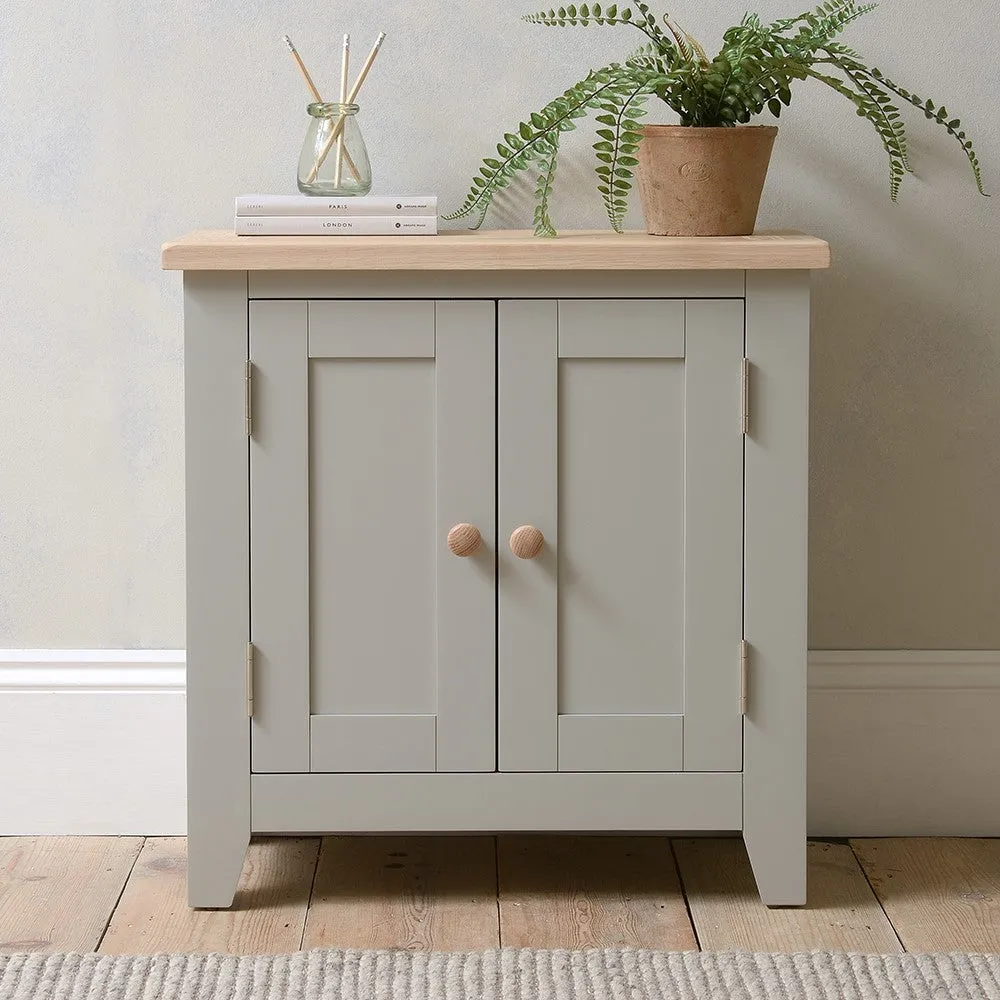 Small Double Cupboard - Dove Grey, Oak image