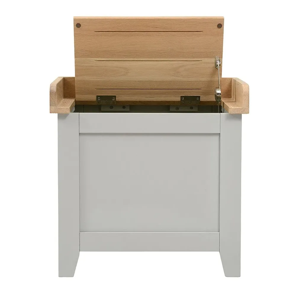 Small Shoe Storage Trunk Bench - Dove Grey, Oak