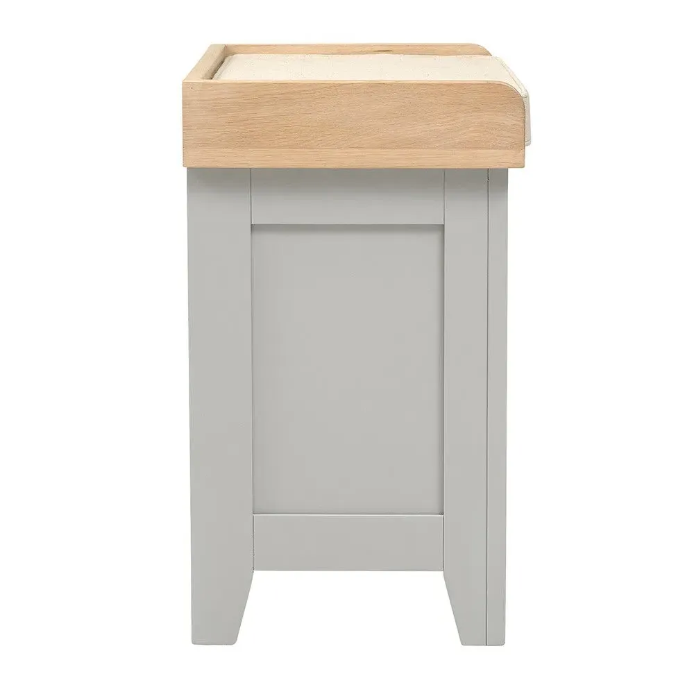 Small Shoe Storage Trunk Bench - Dove Grey, Oak
