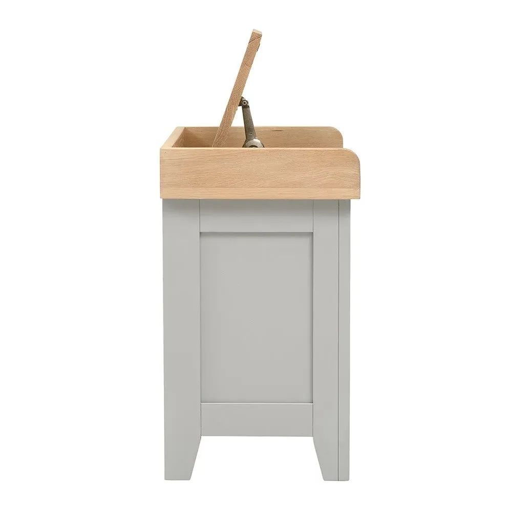 Small Shoe Storage Trunk Bench - Dove Grey, Oak