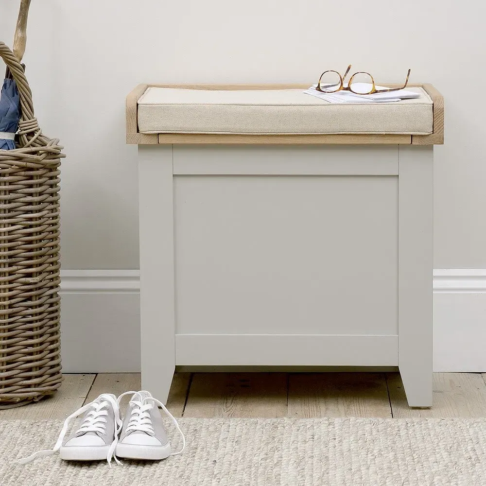Small Shoe Storage Trunk Bench - Dove Grey, Oak