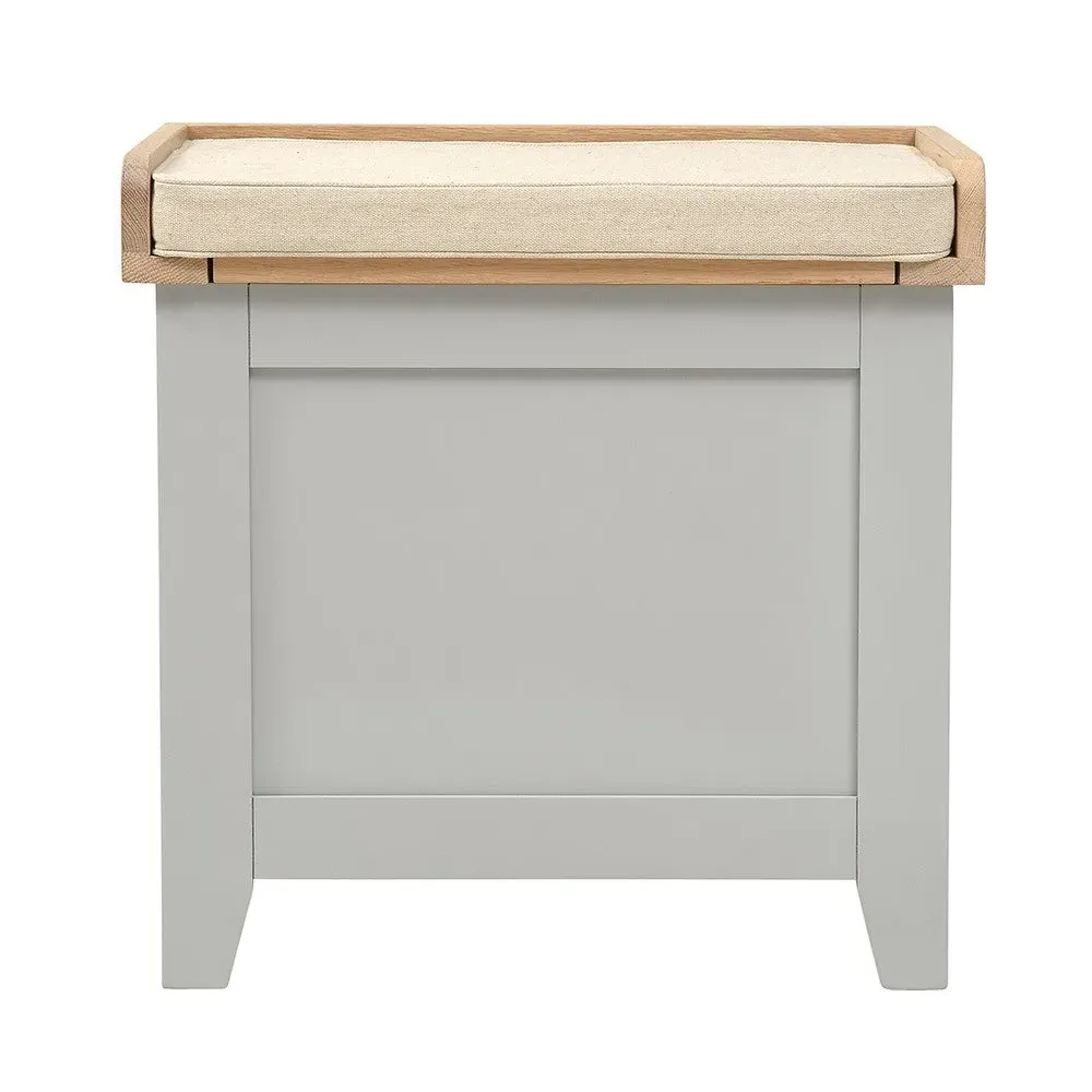 Small Shoe Storage Trunk Bench - Dove Grey, Oak image
