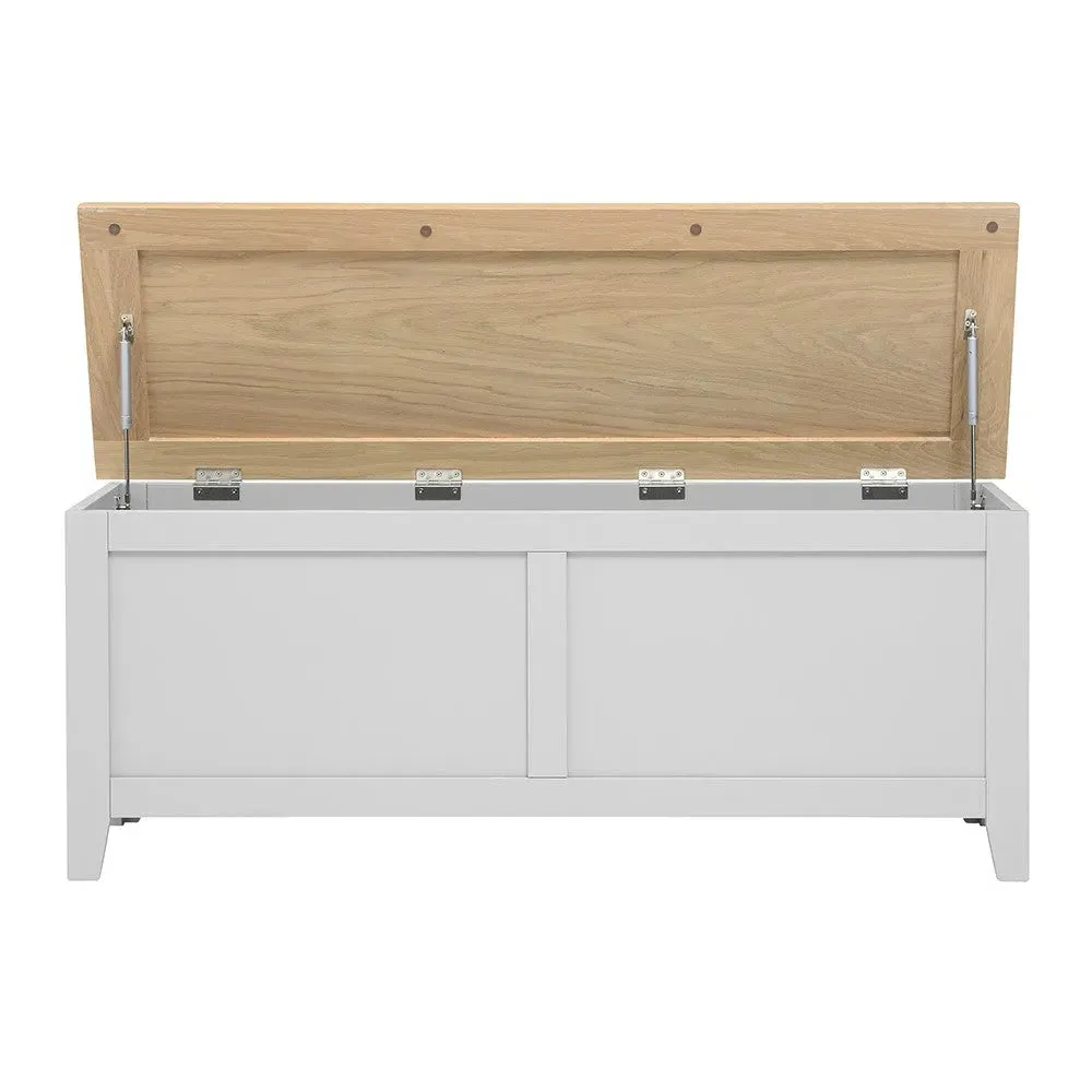 Wide Blanket Box - Dove Grey, Oak