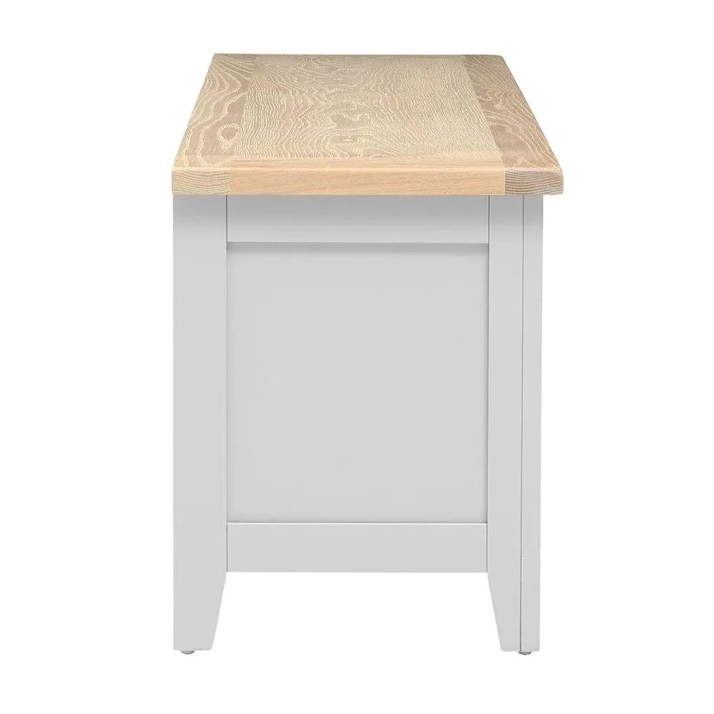 Wide Blanket Box - Dove Grey, Oak