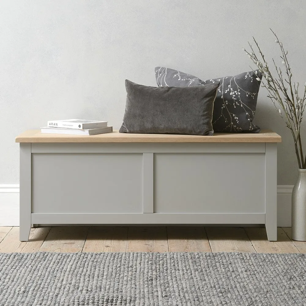 Wide Blanket Box - Dove Grey, Oak