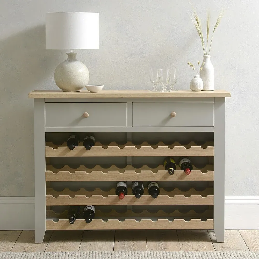 Chester Wine Console with Storage - Dove Grey, Oak Veneer by The Cotswold Company, alternate view