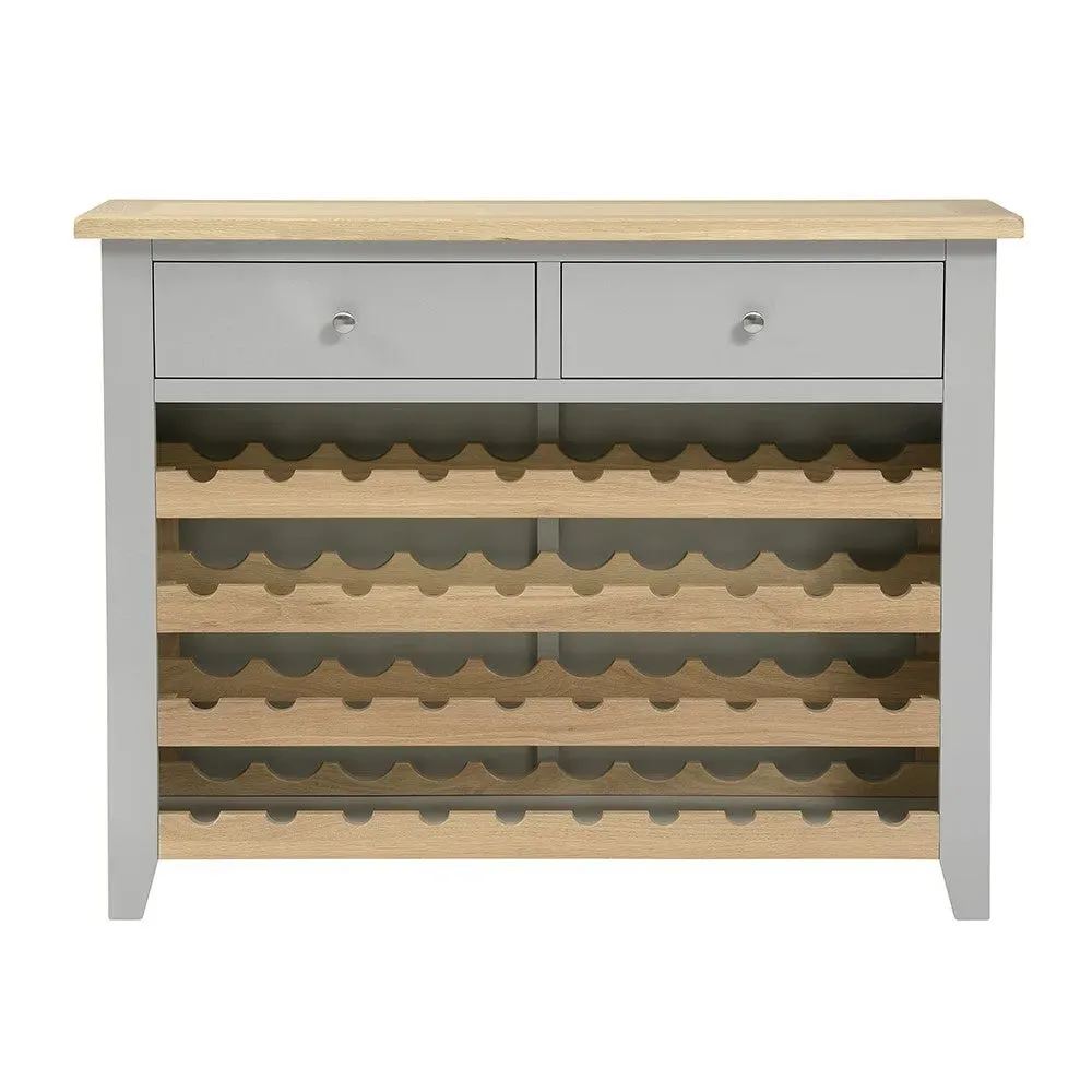 Chester Wine Console with Storage - Dove Grey, Oak Veneer by The Cotswold Company, image 4