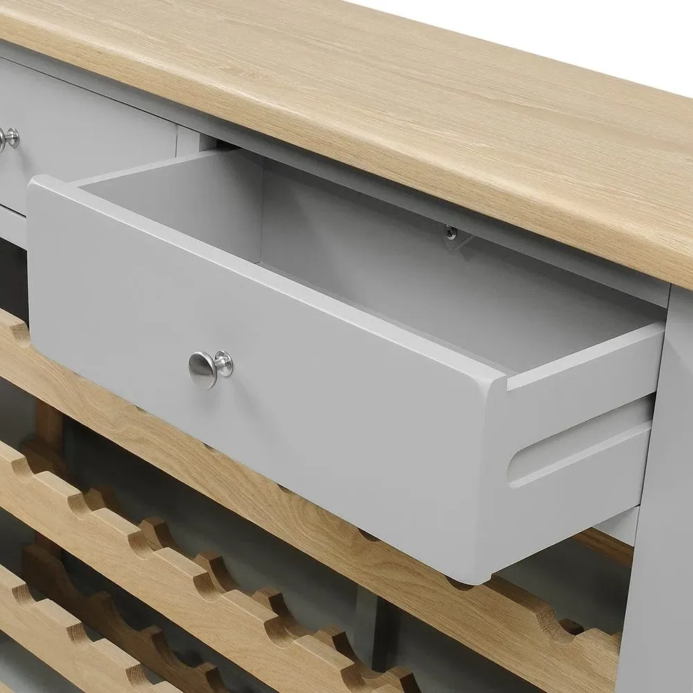 Chester Wine Console with Storage - Dove Grey, Oak Veneer by The Cotswold Company, image 8