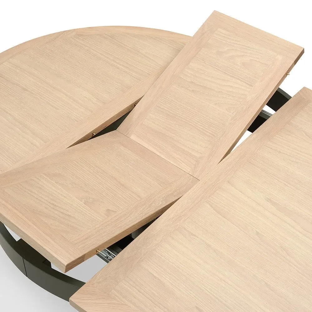 Chester 4-6 Seater Round Extending Dining Table - Forest Green, Oak