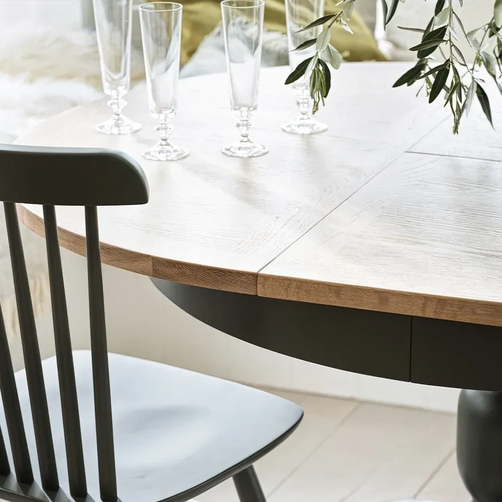 Chester 4-6 Seater Round Extending Dining Table - Forest Green, Oak image