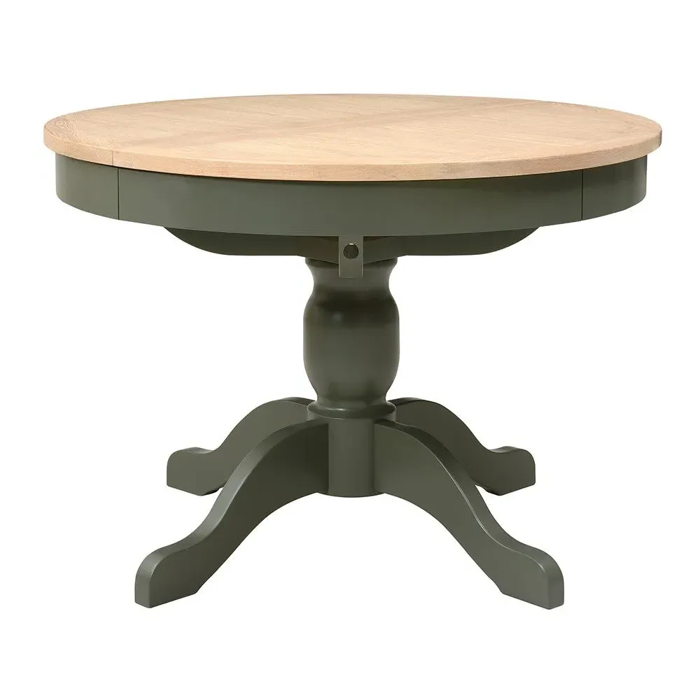Round Extending Dining Table and 4 Spindleback Chairs - Forest Green