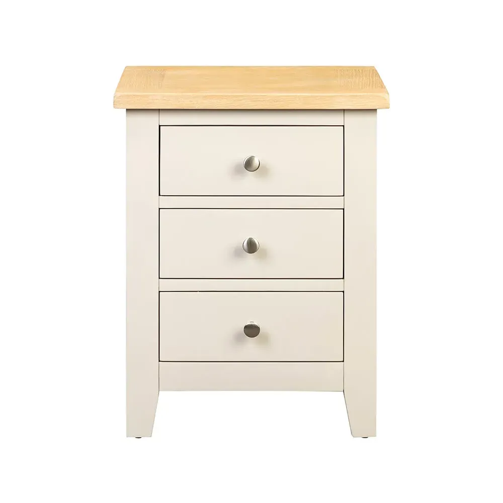 3 Drawer Bedside Table - Limestone, Oak