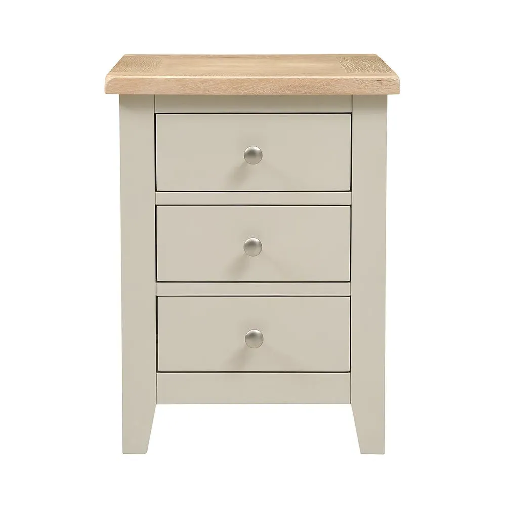 3 Drawer Bedside Table - Limestone, Oak