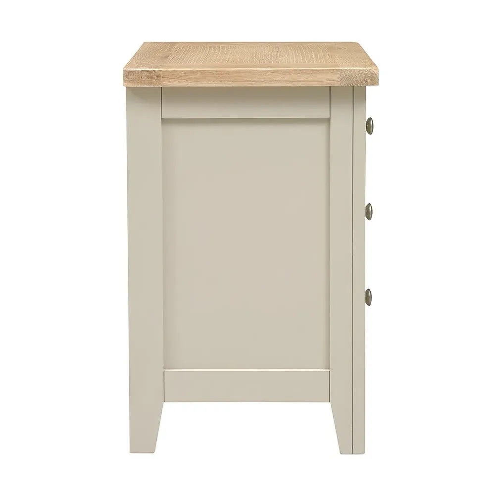 3 Drawer Bedside Table - Limestone, Oak