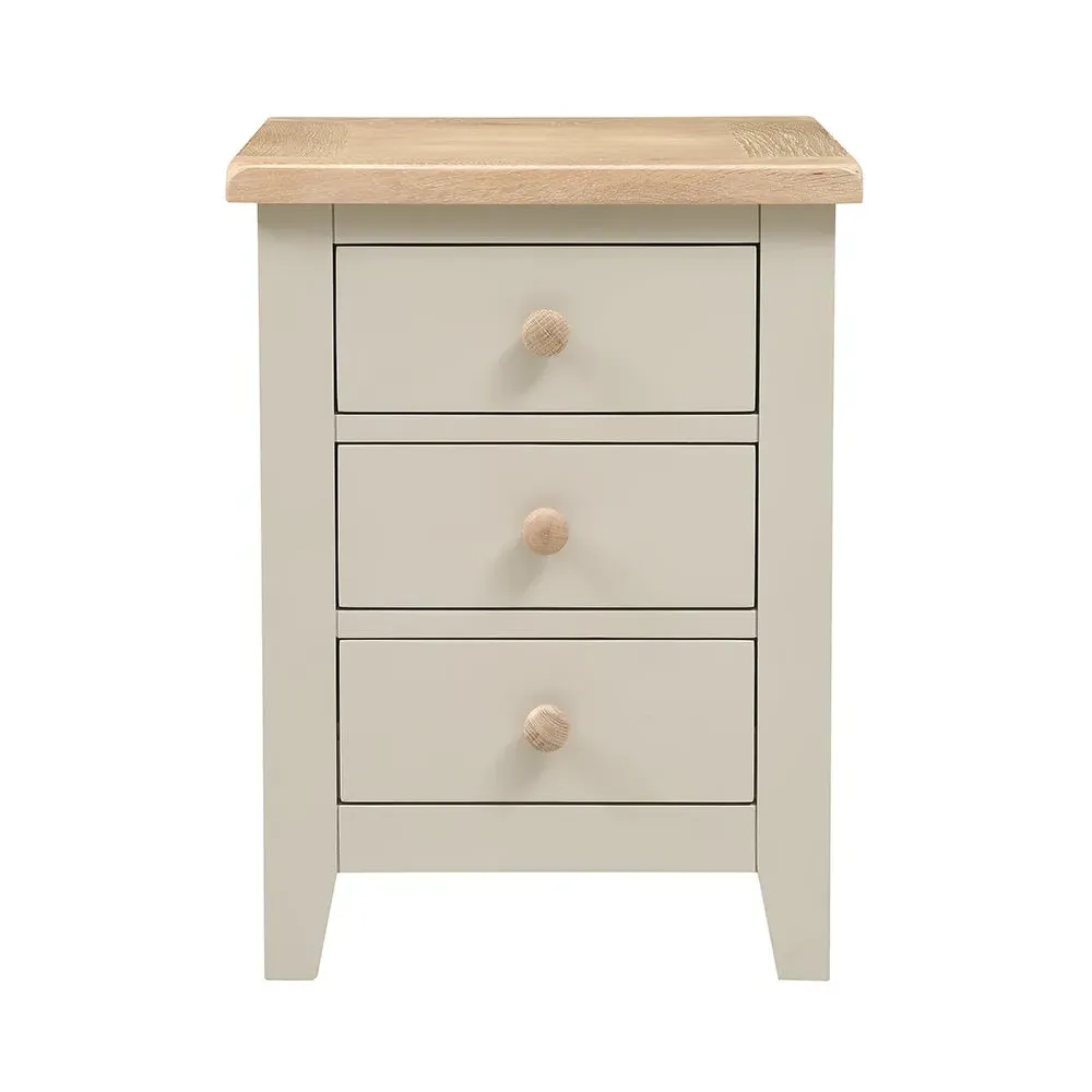 3 Drawer Bedside Table - Limestone, Oak