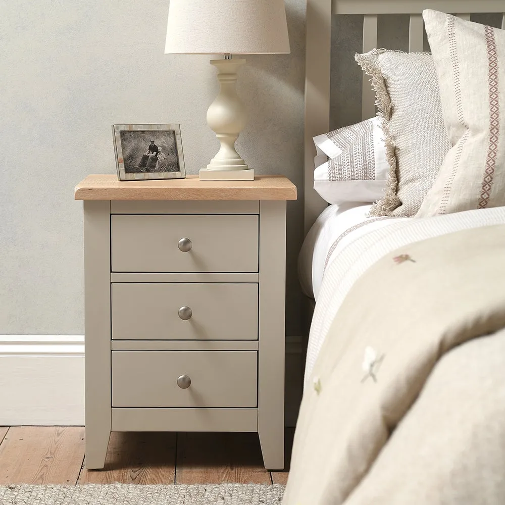 3 Drawer Bedside Table - Limestone, Oak