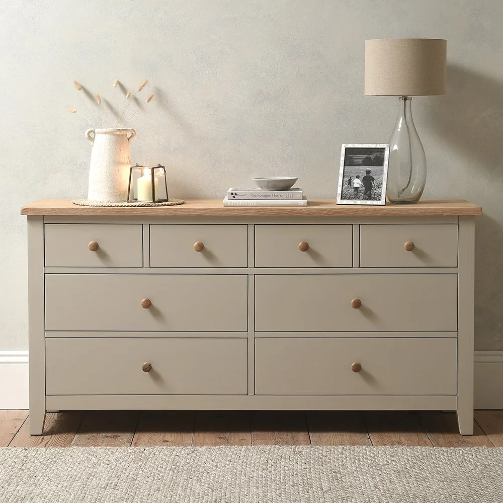 8 Drawer Chest - Limestone, Oak