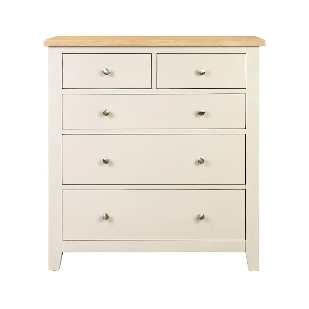 Chester 5 Drawer Chest - Limestone, Oak