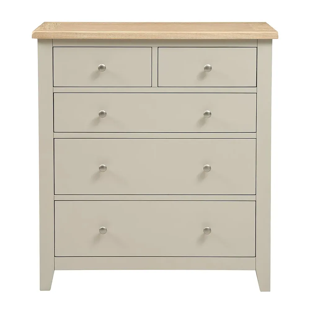 Chester 5 Drawer Chest - Limestone, Oak