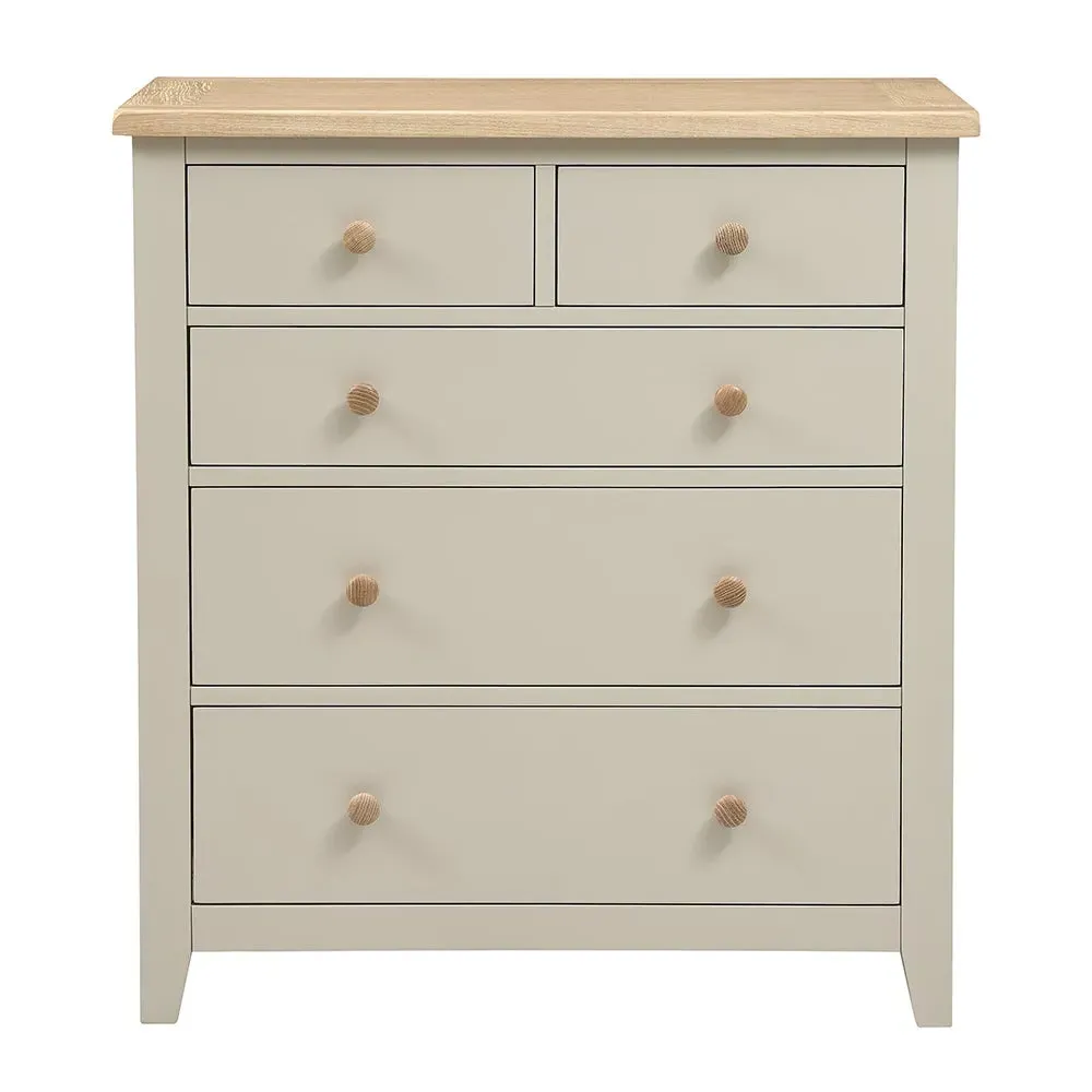 Chester 5 Drawer Chest - Limestone, Oak
