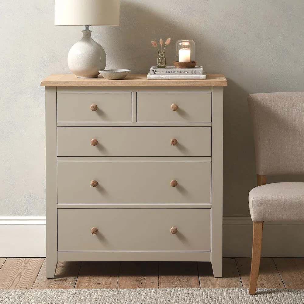 Chester 5 Drawer Chest - Limestone, Oak